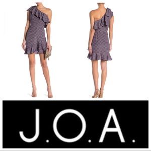 J.O.A. Polkadot One Shoulder Dress